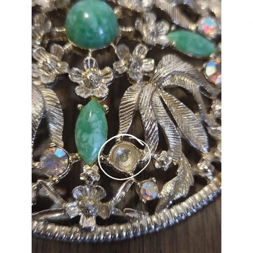ornate filigree metal vanity or trinket box, Avon Ring Holder, Floral,...